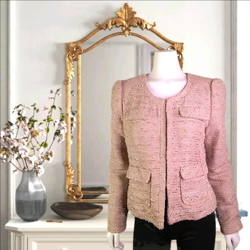 Elle light pink tweed boucle blazer
